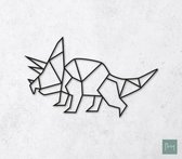 Laserfabrique Wanddecoratie - Geometrische Dino - Medium - Zwart - Geometrische dieren en vormen - Houten dieren - Muurdecoratie - Line art - Wall art