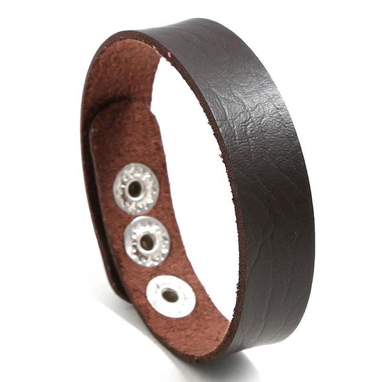 Heren Armband Leer - Bruin - Minimalist - Leren Armbanden - Cadeau voor Man - Mannen Cadeautjes