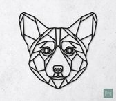 Laserfabrique Wanddecoratie - Geometrische Hond Welsh Corgi - Medium - Zwart - Geometrische dieren en vormen - Houten dieren - Muurdecoratie - Line art - Wall art