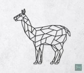 Laserfabrique Wanddecoratie - Geometrische Lama - Medium - Zwart - Geometrische dieren en vormen - Houten dieren - Muurdecoratie - Line art - Wall art