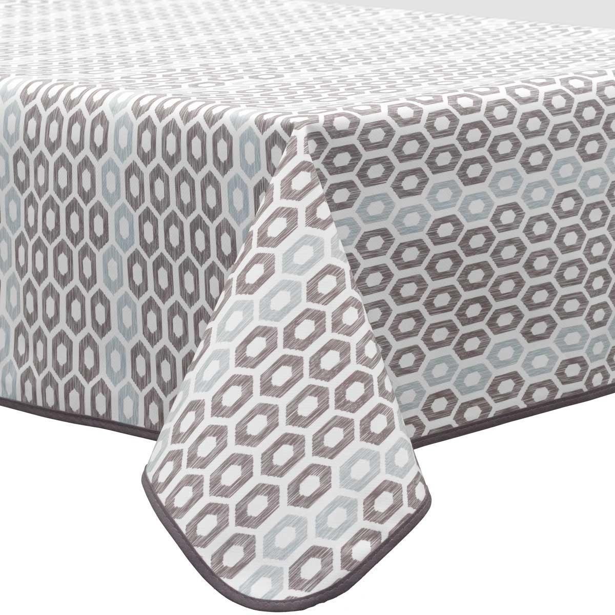 Protège table gris carreaux - nappe de protection pvc moderne grise