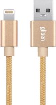 Glisen - Ultra Sterke iPhone SE 7 8 X 11 12 Plus iPad USB Lightning Oplader Kabel - 1 meter – Goud
