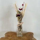 Natural Collections - Mini Droogboeket in glas - rood - droogbloemen - 38 cm hoog