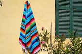 Mexicaanse Deken - Plaid - Serape - Gerecycled Acryl - 210 x 150 - Turquoise - BBXZZ0turq1