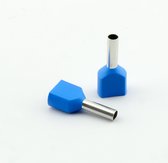 Aderhuls 2x2.5mm2 dubbel blauw, 10mm lang aderhulzen, draad eind hulz kabelschoen adereindhuls 100stuks