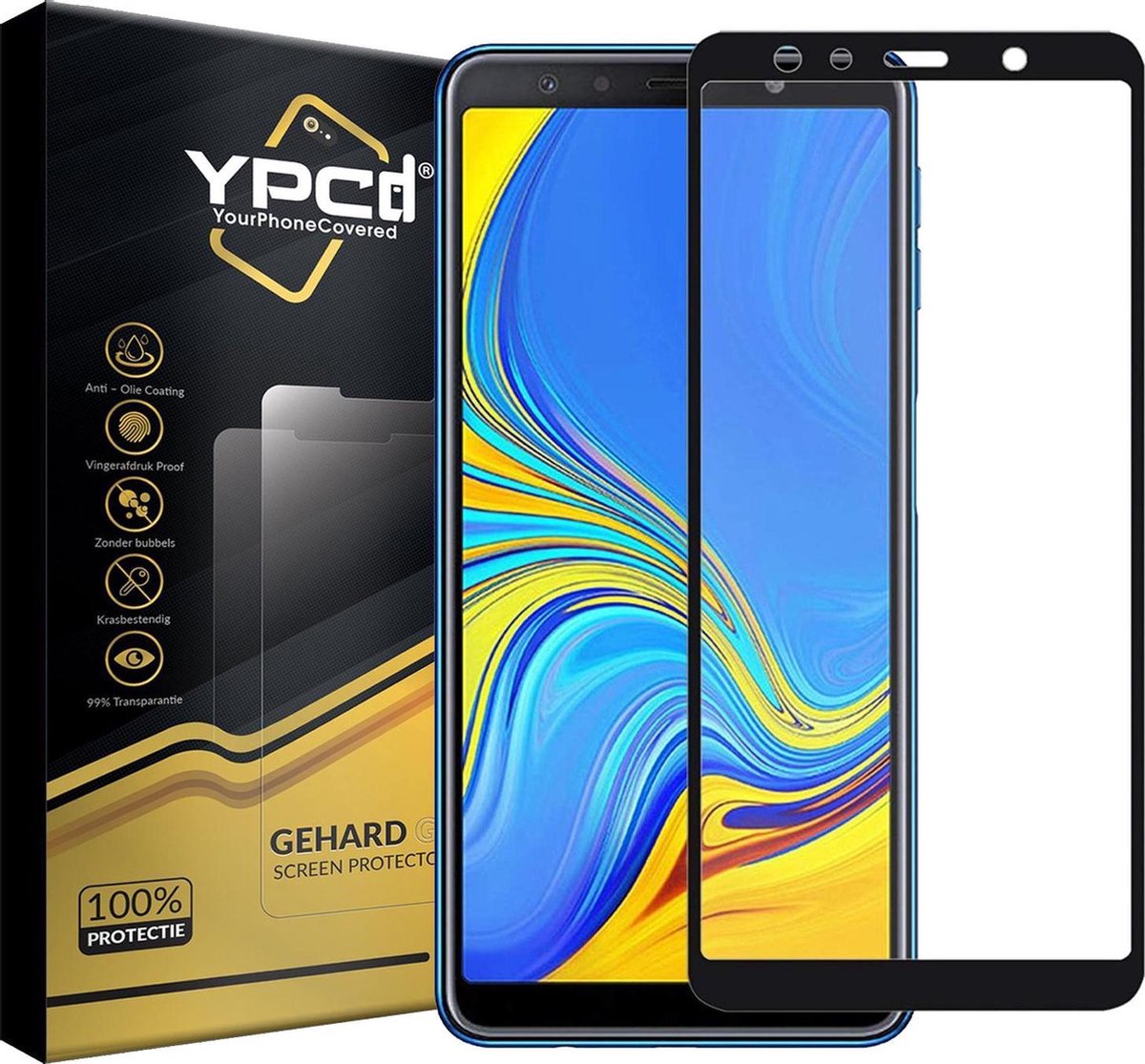 YPCd® Geschikt voor Samsung Galaxy A7 2018 Glass Screenprotector - Rand tot Rand