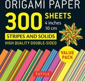 Papier origami - Rayures et solides - 4 pouces - 300 feuilles