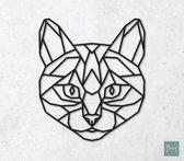 Laserfabrique Wanddecoratie - Geometrische Kat / Poes - Medium - Zwart - Geometrische dieren en vormen - Houten dieren - Muurdecoratie - Line art - Wall art