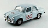 De 1:43 Diecast Modelscar van de Alfa Romeo Giuletta # 330 van de MonteCarlo Rally van 1964.De rijders waren Pinasco en Sanfilippo.De fabrikant van dit schaalmodel is Rio-Models.Dit model is alleen online beschikbaar.