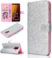 Voor Samsung Galaxy A6 + (2018) Glitterpoeder Horizontaal Flip Leren Hoesje met Kaartsleuven & Houder & Fotolijst & Portemonnee (Zilver)