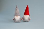 Kerstkabouters | set met rood en grijs kabouter | 16 cm hoog