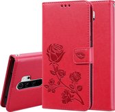 Voor Geschikt voor Xiaomi Redmi Note 8 Pro Rose reliÃ«f horizontaal Flip PU lederen tas, met houder & kaartsleuven & portemonnee (rood)