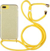 Glitterpoeder schokbestendig TPU beschermhoes met lanyard voor iPhone 6 Plus (geel)