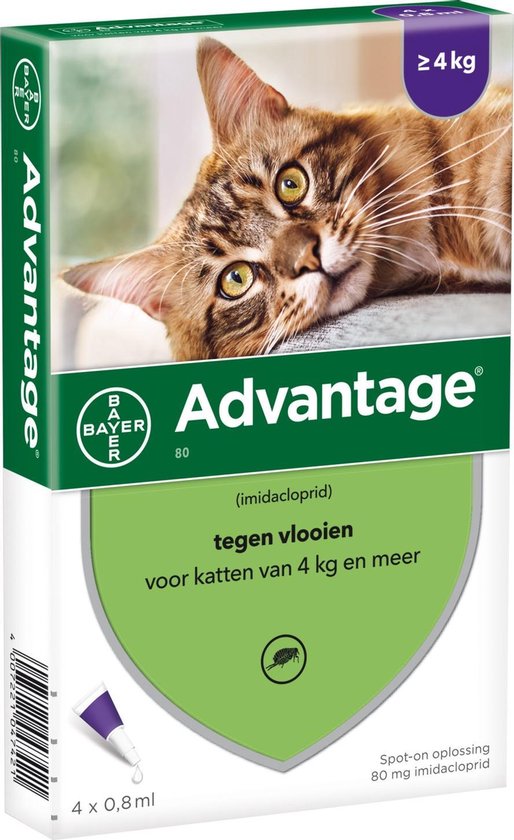 Bayer Anti vlooienmiddel Advantage 80 > 4 kg - 4 x 0,8 ml | bol.com