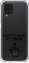 Smartphonehoesje Geschikt voor Samsung Galaxy A12 Telefoon Hoesje met doorzichtige rand Finger Don't Touch My Phone