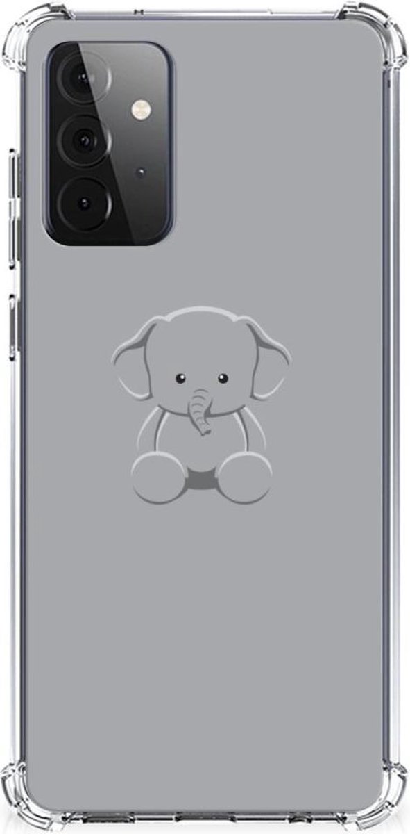 Samsung Galaxy A72 4G/5G Stevig Bumper Hoesje Grijs Baby Olifant