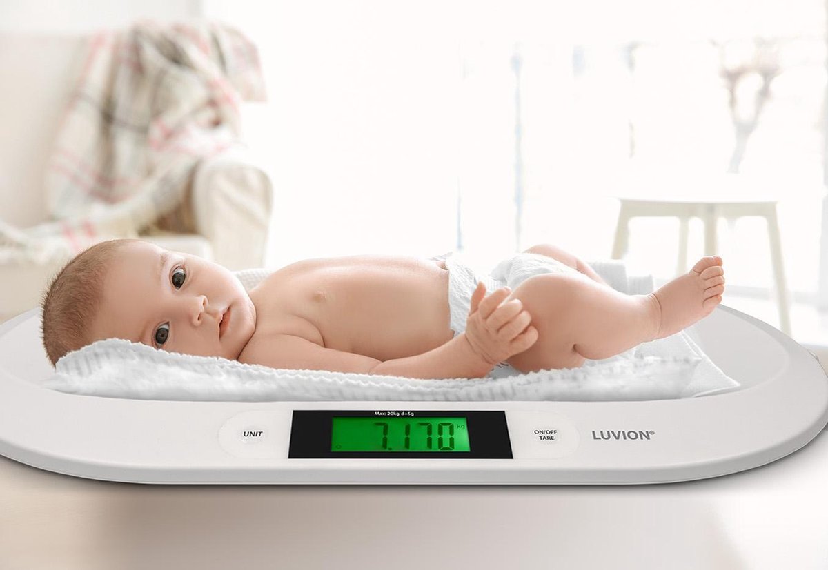 LUVION® Babyweegschaal Exact-75 - Digitale Baby Weegschaal - Op 5 gram nauwkeurig - Meetlint inclusief - Luvion
