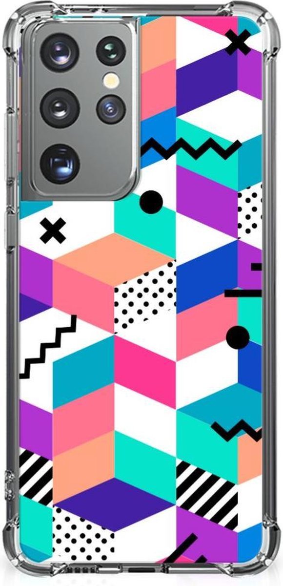 Samsung Galaxy S21 Ultra Shockproof Case Blokken Kleurrijk