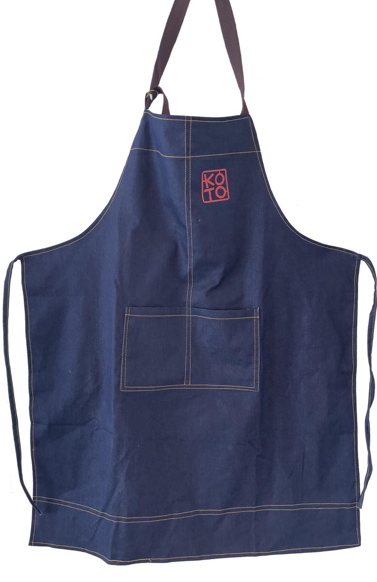KOTO Kitchen | Schort met zakken | Denim | Blue | 68cm x 83cm