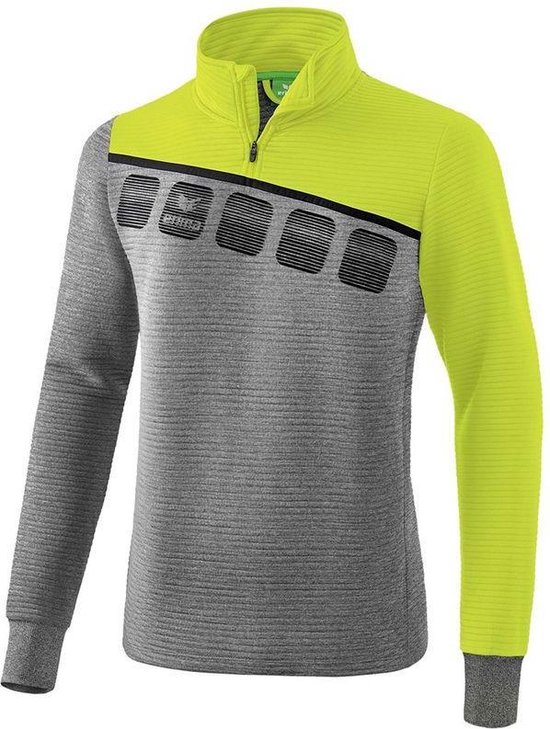 Erima Teamline 5-C Trainingstop Grijs Melange-Lime Pop-Zwart Maat S