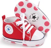 Rode gympen met ‘baby ster’ logo | schoenen | baby jongens meisjes | antislip zachte zool | 0 tot 6 maanden | maat 18