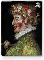 Peinture sur bois - Printemps - Giuseppe Arcimboldo - 19,5 x 26 cm - Impression laque - Chef-d'œuvre verni à la main à afficher ou à accrocher