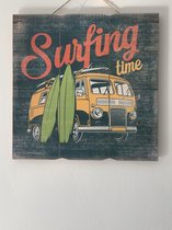 Houten wandbord "Surfing time"