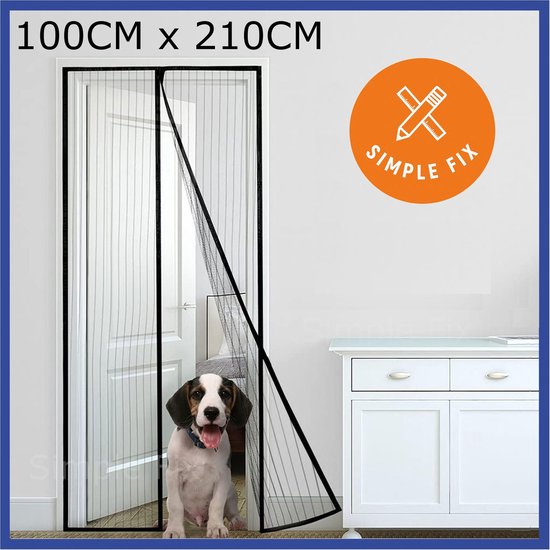 Simple Fix Hor - Deurhor - Vliegengordijn - 100cm x 210cm - Horrengaas - Zwart