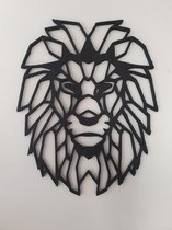 Geometrische leeuw zwart groot - wanddecoratie - muurdecoratie - dierenkop leeuw.