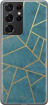Samsung Galaxy S21 Ultra siliconen hoesje - Abstract blauw - Soft Case Telefoonhoesje - Blauw - Print