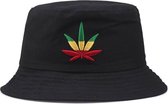 Chapeau bob chapeau pêcheur noir feuille de cannabis couleurs rasta taille 57 58 centimètres