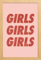 JUNIQE - Poster met houten lijst Girls Red -13x18 /Oranje & Rood