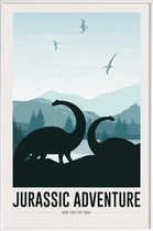 JUNIQE - Poster in kunststof lijst Jurassic Adventure I -30x45 /Blauw