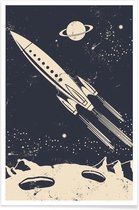 JUNIQE - Poster Space Rocket II -40x60 /Blauw