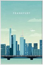 JUNIQE - Poster met kunststof lijst Frankfurt - retro -13x18 /Blauw