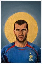 JUNIQE - Poster in kunststof lijst Football Icon - Zinedine Zidane