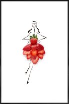 JUNIQE - Poster in kunststof lijst Strawberries -40x60 /Rood & Wit