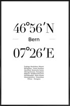 JUNIQE - Poster in kunststof lijst Coördinaten Bern -30x45 /Wit &