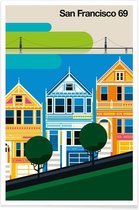 JUNIQE - Poster Vintage San Francisco 69 -30x45 /Kleurrijk