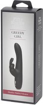 Greedy Girl Slimline Rabbit Vibrator - Black