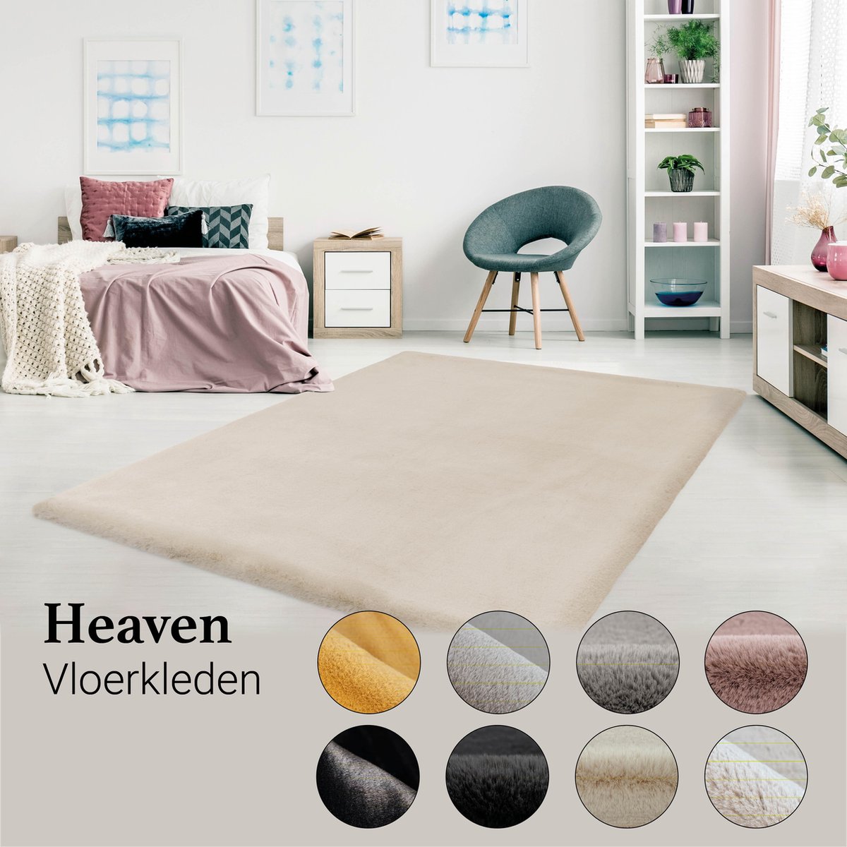 Lalee Heaven - Vloerkleed - Tapijt – Karpet - Hoogpolig - Superzacht -comfy Fluffy - rabbit fur- 120x170 cm ivoor gebroken wit