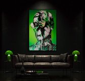 Kanwall - Schilderij - Luxe Green Man Woonkamer Slaapkamer Paint Design Art ** Dik! Effect** - Zwart En Groen - 100 X 75 Cm