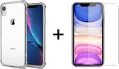 iParadise iPhone XR hoesje shock proof case transparant cover hoes hoesjes - 1x iphone XR screenprotector screen protector
