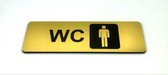 Deurbordje Toilet - WC bordjes – Tekstbord WC – Toilet bordje – WC - Bordje – Heren Toilet – Man - Geborsteld Goud Look – Pictogram - Zelfklevend - 5 cm x 15 cm x 1,6 mm - 5 Jaar Garantie