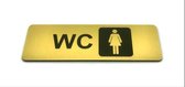 Deurbordje Toilet - WC bordjes – Tekstbord WC – Toilet bordje – WC - Bordje – Dames Toilet – Vrouw - Geborsteld Goud Look – Pictogram - Zelfklevend - 5 cm x 15 cm x 1,6 mm - 5 Jaar