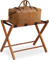 Relaxdays inklapbaar kofferrek - hout - kofferstandaard - bagagerek - standaard bagage - Naturel