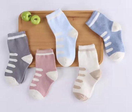 5 paar New born Baby sokken - set babysokjes - 0-6 maanden - gestreepte babysokken - multipack