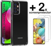 Samsung A52 / A52s Backcover Hybride Transparant Siliconen Case TPU Hoesje + 2 x Screenprotector