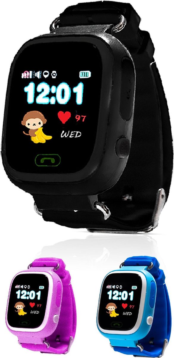 Kinder Smartwatch Horloge GPS met Simkaart Zwart GPS