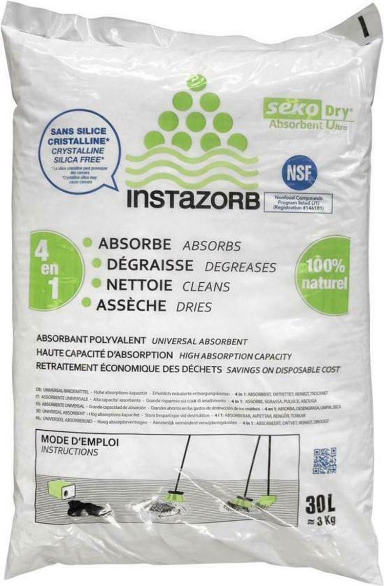 Lasschool absorptiekorrels | Instazorb middel-grof 30L/3KG | 100% natuurlijk | Licht gewicht | Direct droge schone ondergrond